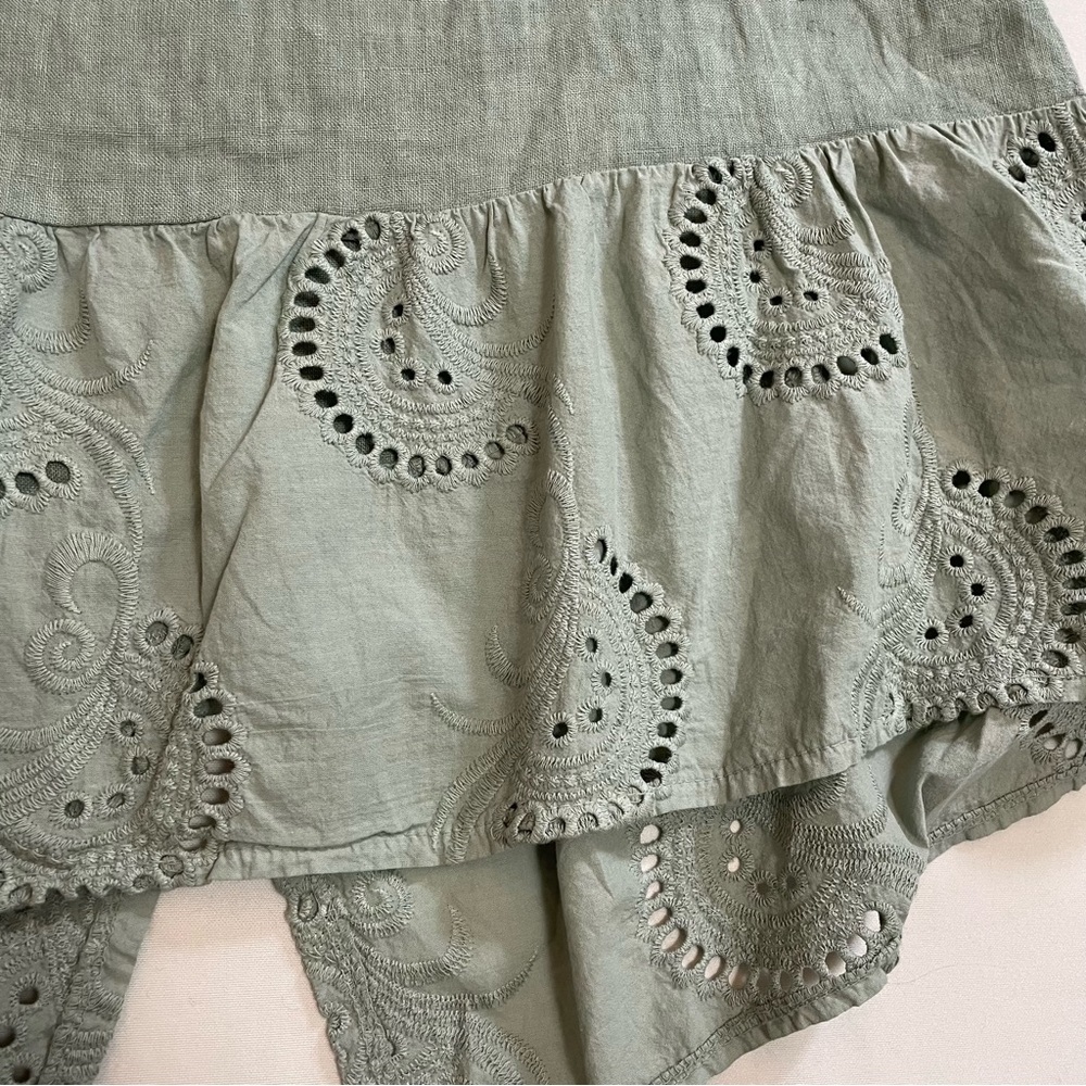 NWT New Terzo Millennio Sage Eyelet-trim Linen Top Made in Italy Size L - Picture 11 of 11